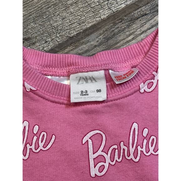 Zara Barbie Girls Pink Crew neck Sweatshirt 2-3Y - Picture 3 of 3